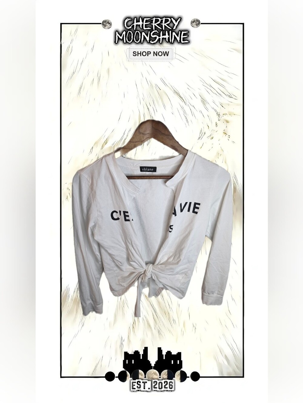 White C'est La Vie Tie-Front Women's Top
